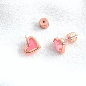 Alicia Bonnie Pink Drusy Heart Rose Gold Earrings